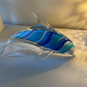 Glass Dolphin Paperweight